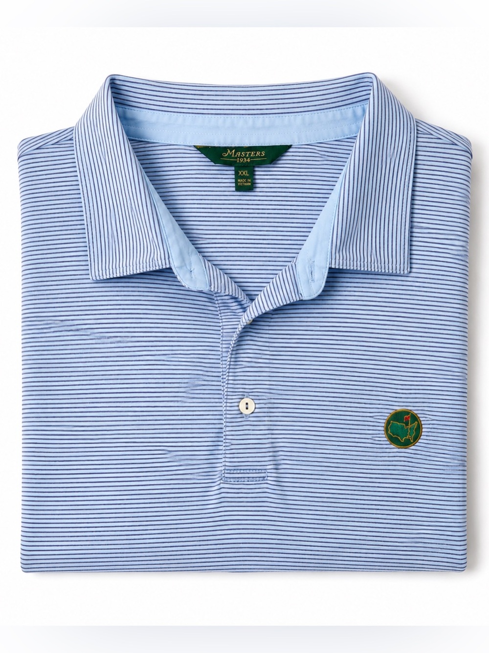 Berckmans Place 1934 MASTERS AUGUSTA Blue Striped Golf Performance Polo XXL
